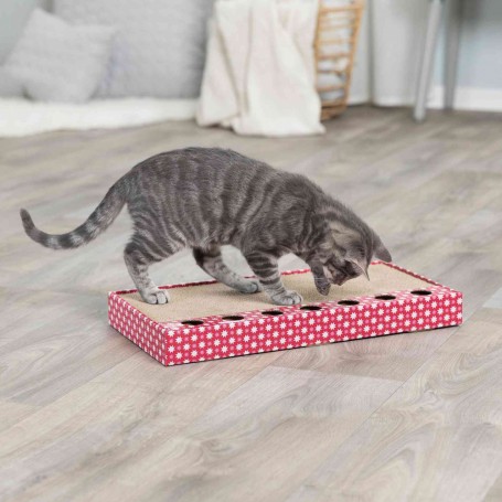 Trixie - Drapak kartonowy dla kota z 2 piłkami różowy