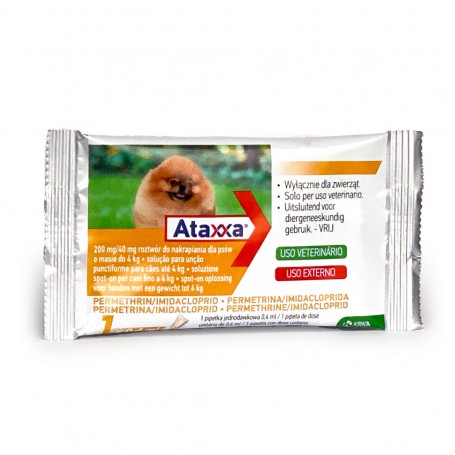 Ataxxa roztwór do nakrapiania dla psów, przeciw pchłom, kleszczom, muchom i komarom do 4 kg
